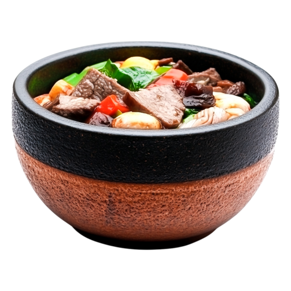 Colorful Stir-Fry with Vegetables and Tender Beef in Bowl png