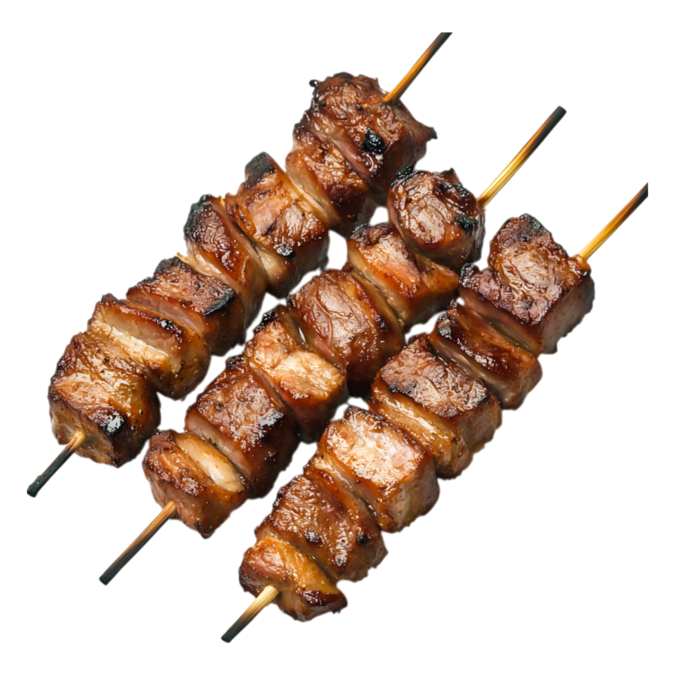 Grilled Meat Skewers with Juicy Pieces of Marinated Beef Delicacy png