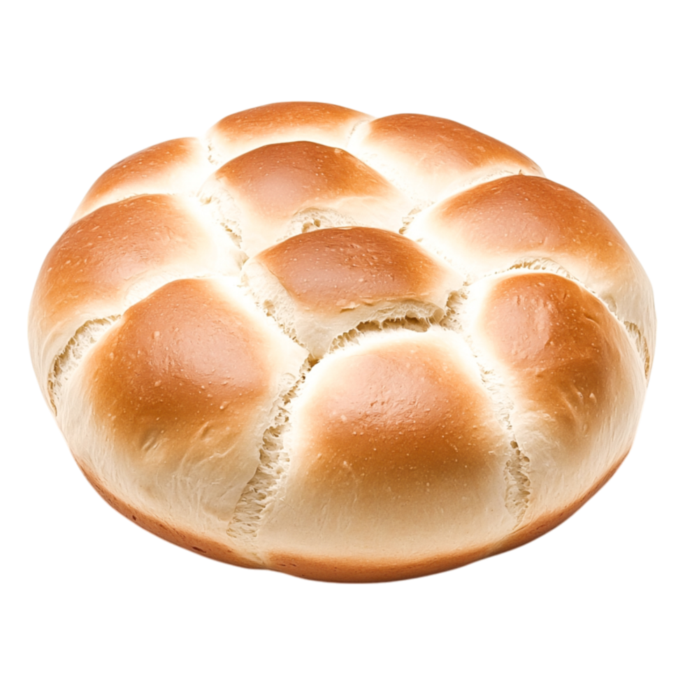 Freshly Baked Golden Brown Bread Roll with Soft Texture and Fluffy Crust png