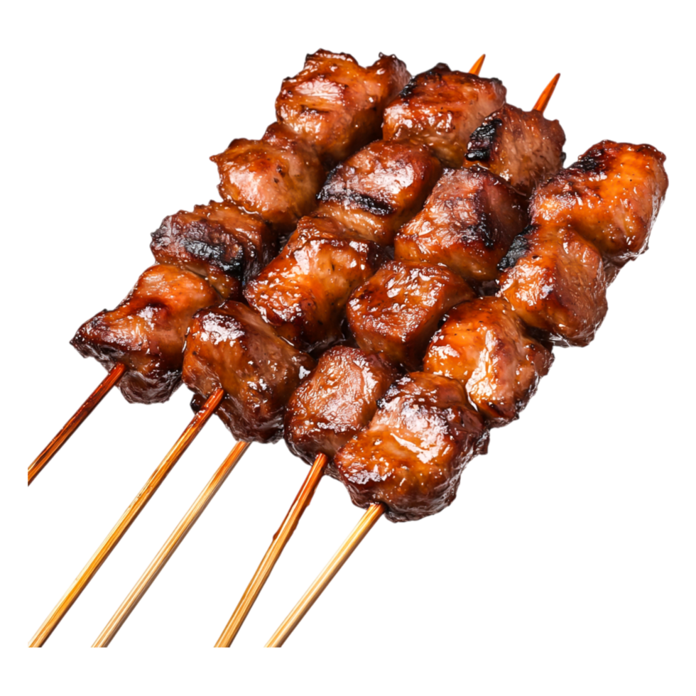 Delicious Grilled Meat Skewers on Skewers with Barbecue Glaze png
