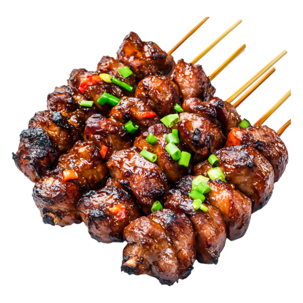 Grilled Meat Skewers with Fresh Chopped Vegetables png