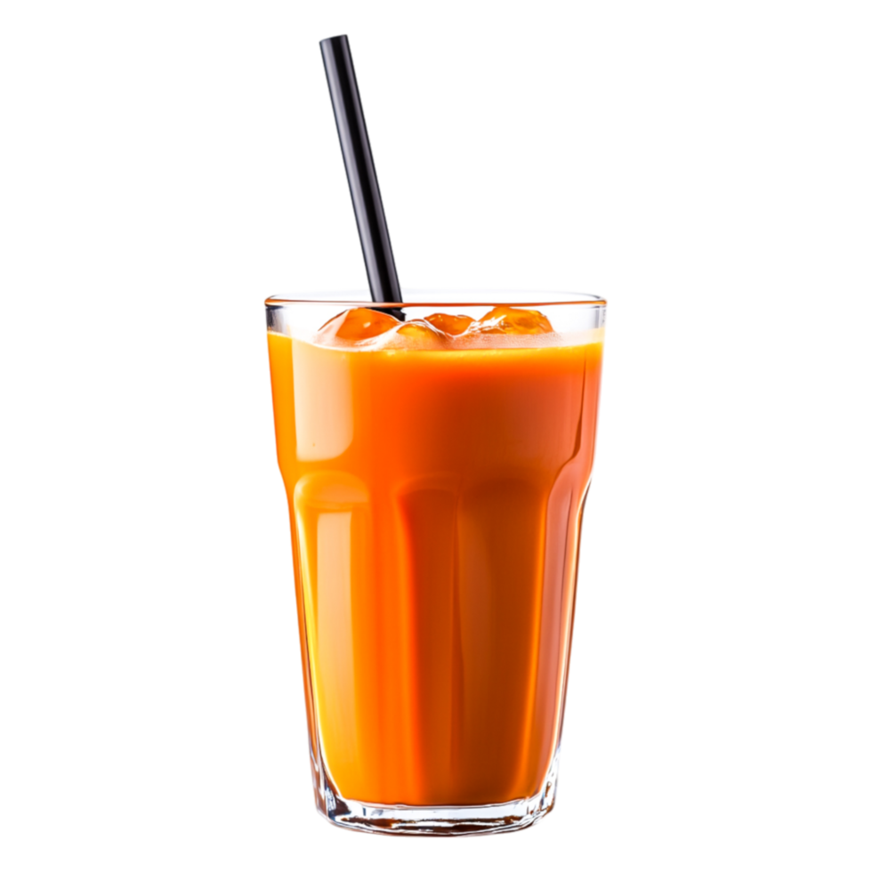 Freshly Squeezed Orange Juice with Ice Cubes in a Transparent Glass png