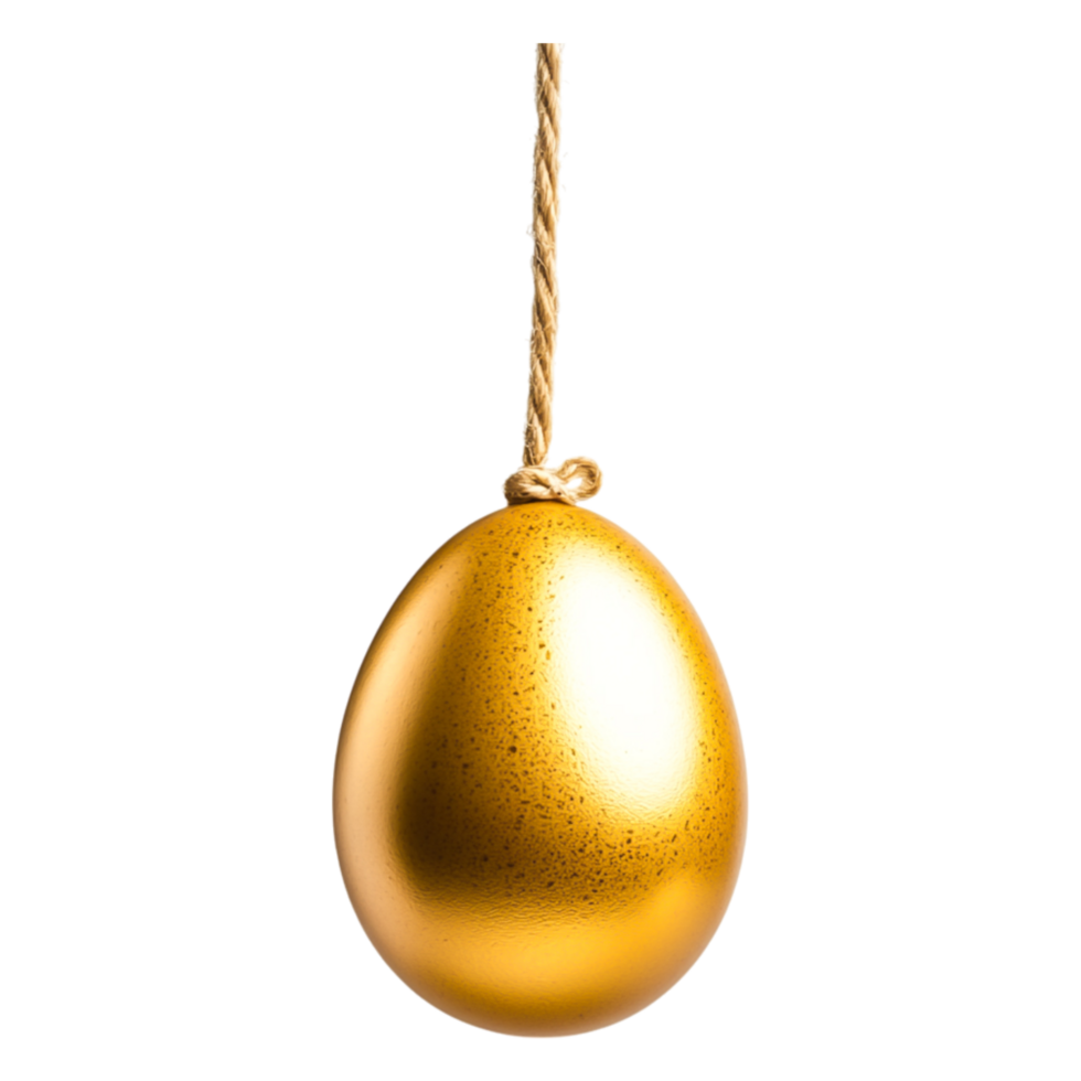 Shiny Golden Egg Hanging with Rope for Decoration png