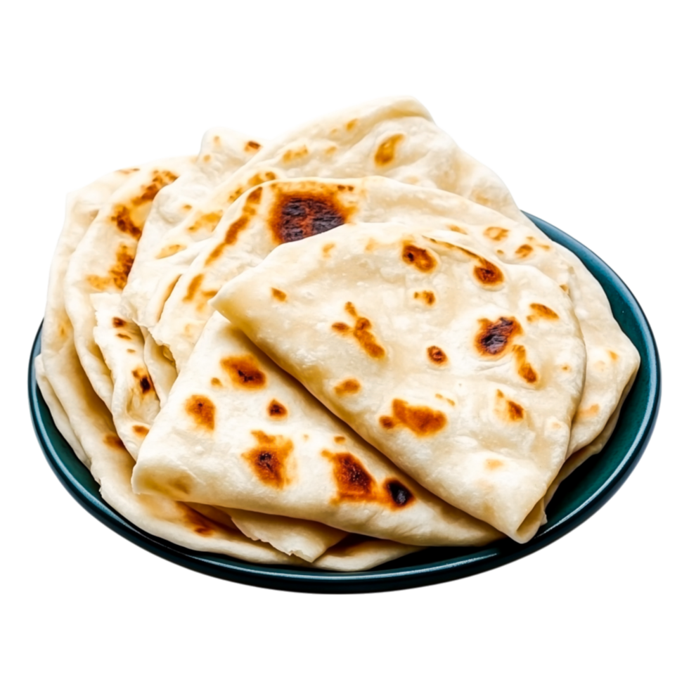 Freshly Cooked Flatbreads on Plate Displayed for Delicious Culinary Presentation png
