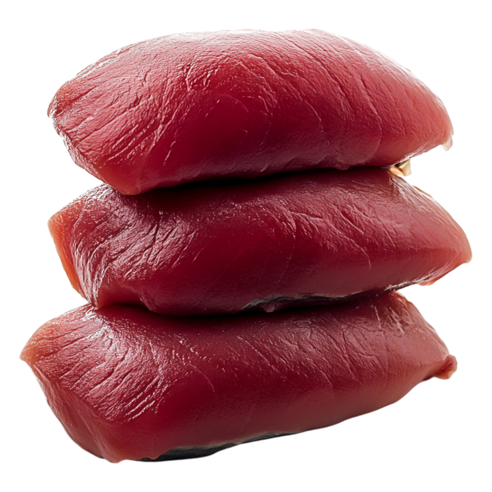Fresh Raw Tuna Slices on for Culinary Use and Recipes png