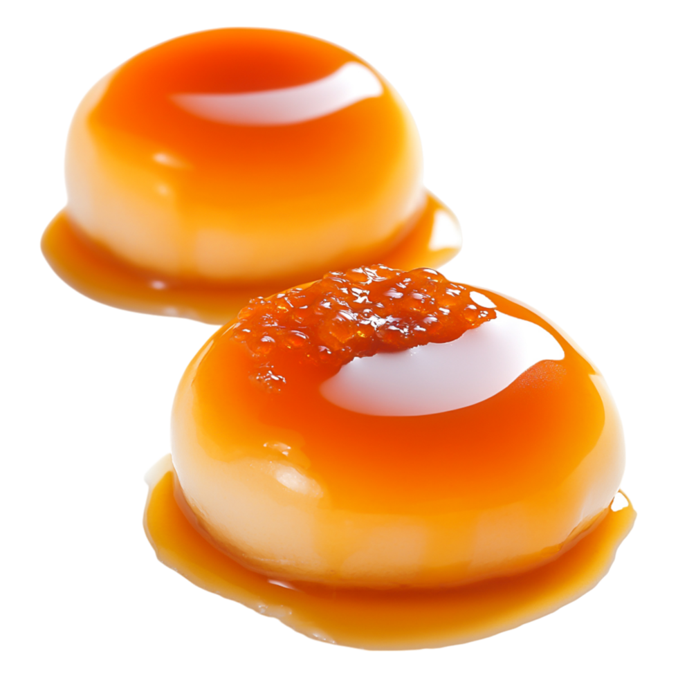 Smooth and Creamy Dessert with Delicious Caramel Sauce and Toppings png