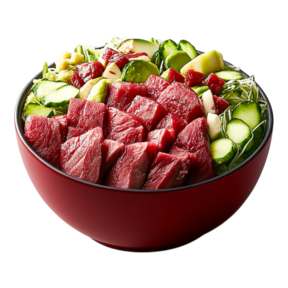 Fresh and Healthy Sashimi Bowl with Raw Fish and Crisp Vegetables png