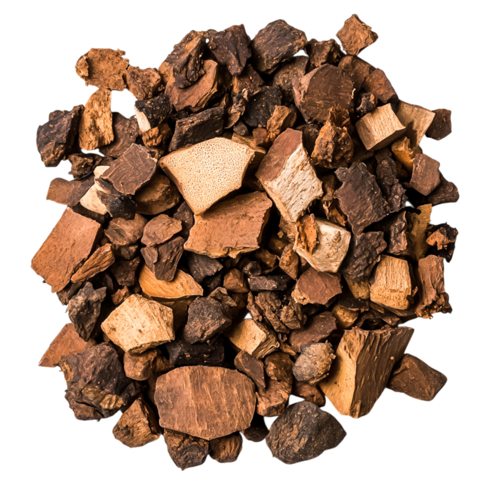 Natural Raw Wood Chips and Shredded Bark for Landscaping and Crafts png