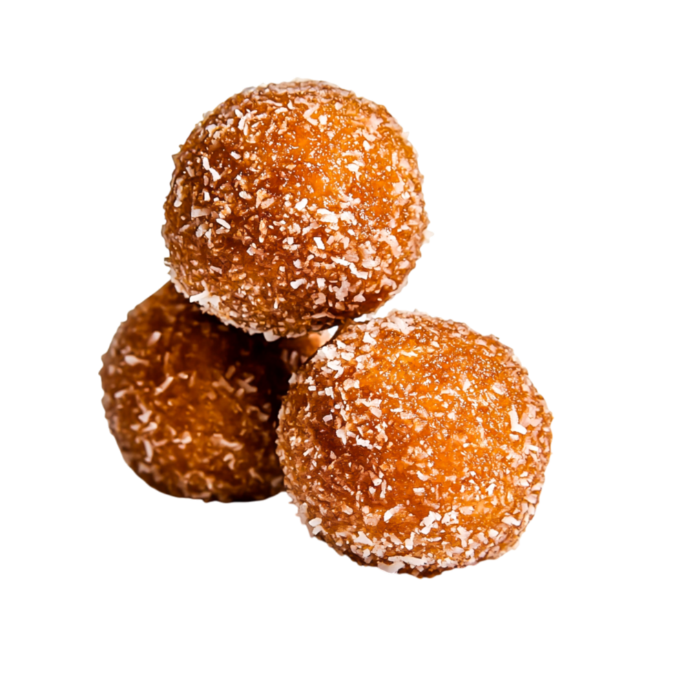 Golden Coconut Balls Covered in Shredded Coconut and Deep-fried Delight png