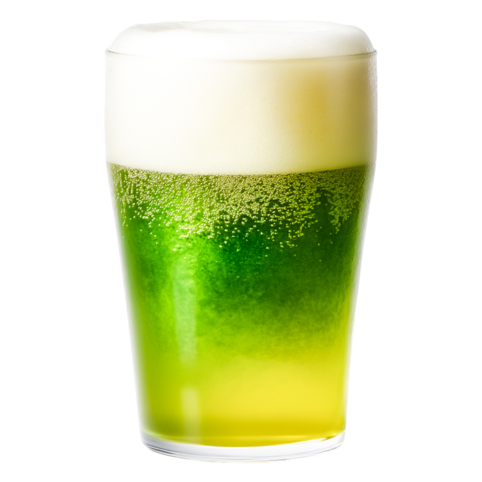 Refreshing Green Drink in a Transparent Glass with Foam on Top png