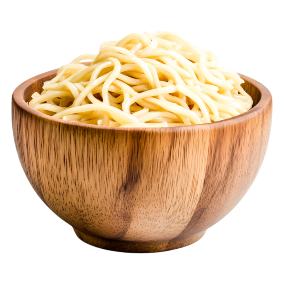 Delicate Spaghetti Noodles in a Natural Wooden Bowl for Culinary Designs png