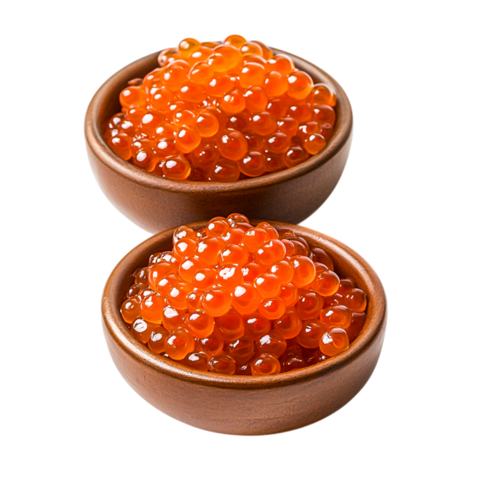 Vibrant Salmon Roe in Two Bowls for Culinary Presentatind Decoration png