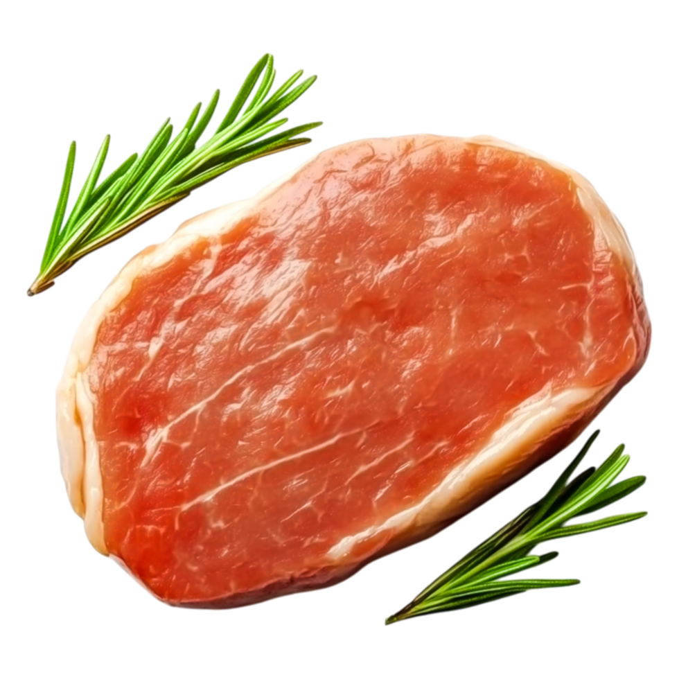 Fresh Raw Meat with Rosemary Sprigs on for Culinary Use png