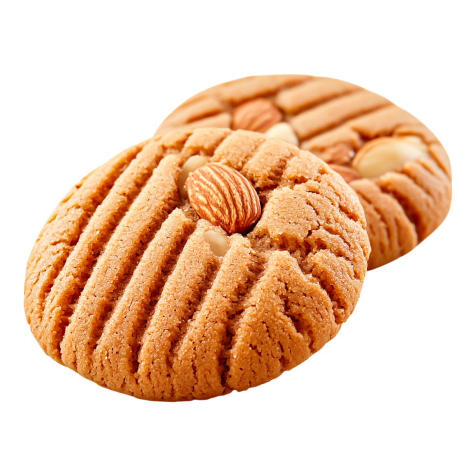 Delicious Almond Cookies with Warm Golden Texture and Unique Design png