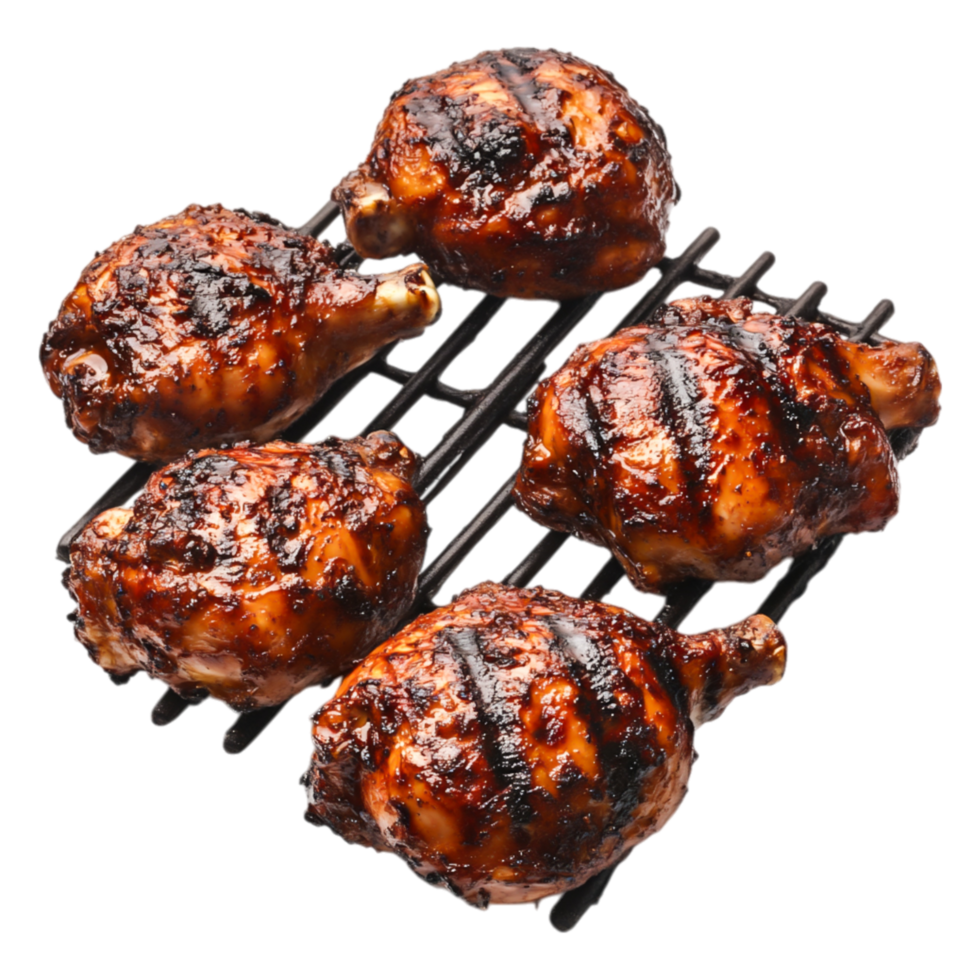 Grilled Chicken Drumsticks with Charred Surface Grill Rack png