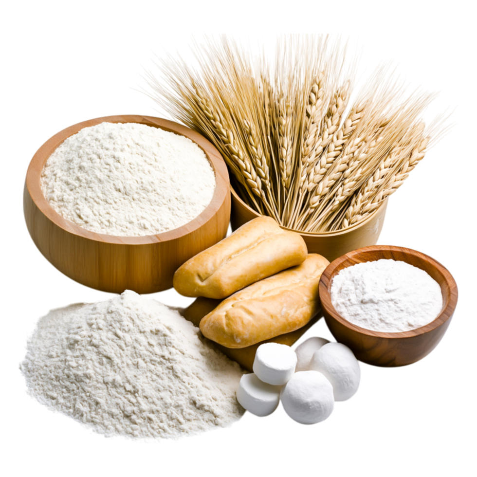 Ingredients for Baking Flour, Wheat, Bread, and Cooking Essentials png