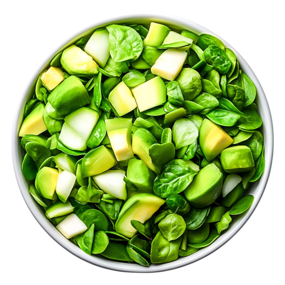 Fresh Green Vegetable Salad with Spinach and Crunchy Ingredients png