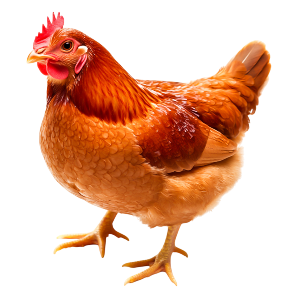 Vibrant Hen Standing Proudly on with Detailed Feathers png