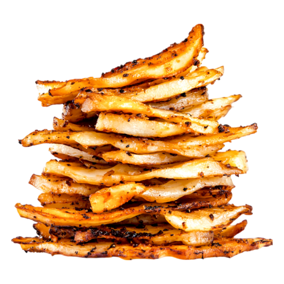 Stacked Crispy Potato Chips with Seasoning Over a png