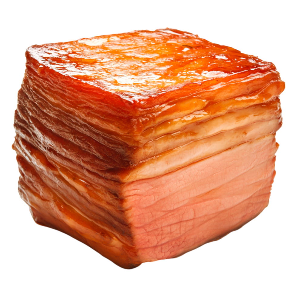 Delicious Glazed Pork Belly Block with Crispy Caramelized Surface png