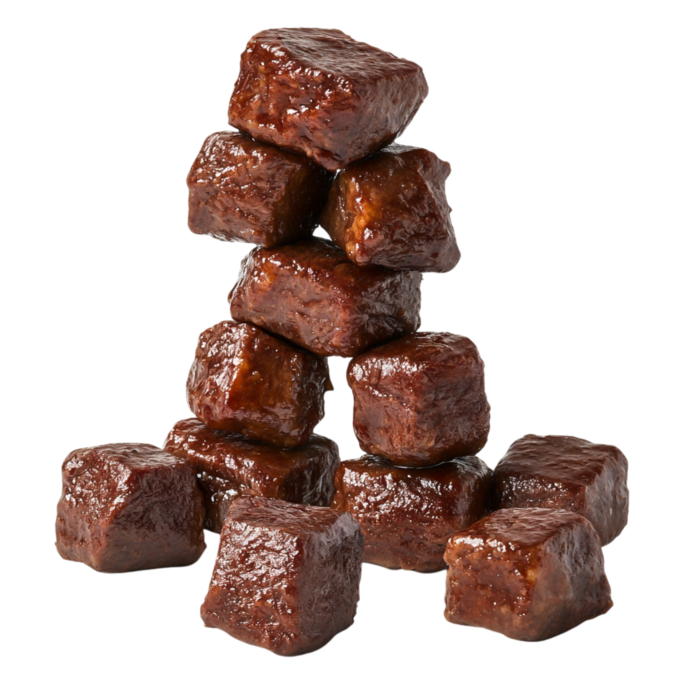 Stack of Glossy Chocolate Cubes on Transparent Background png
