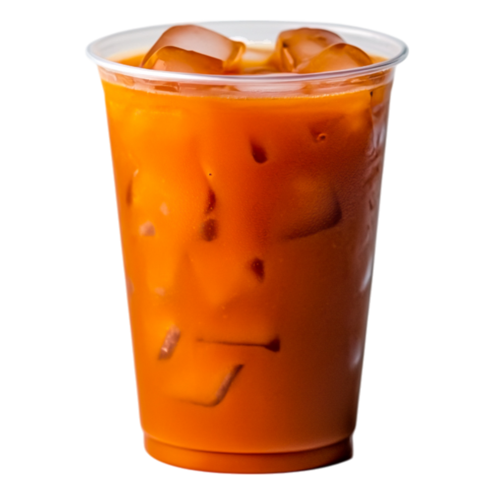 Refreshing Iced Beverage in Clear Plastic Cup with Ice Cubes and Teas png