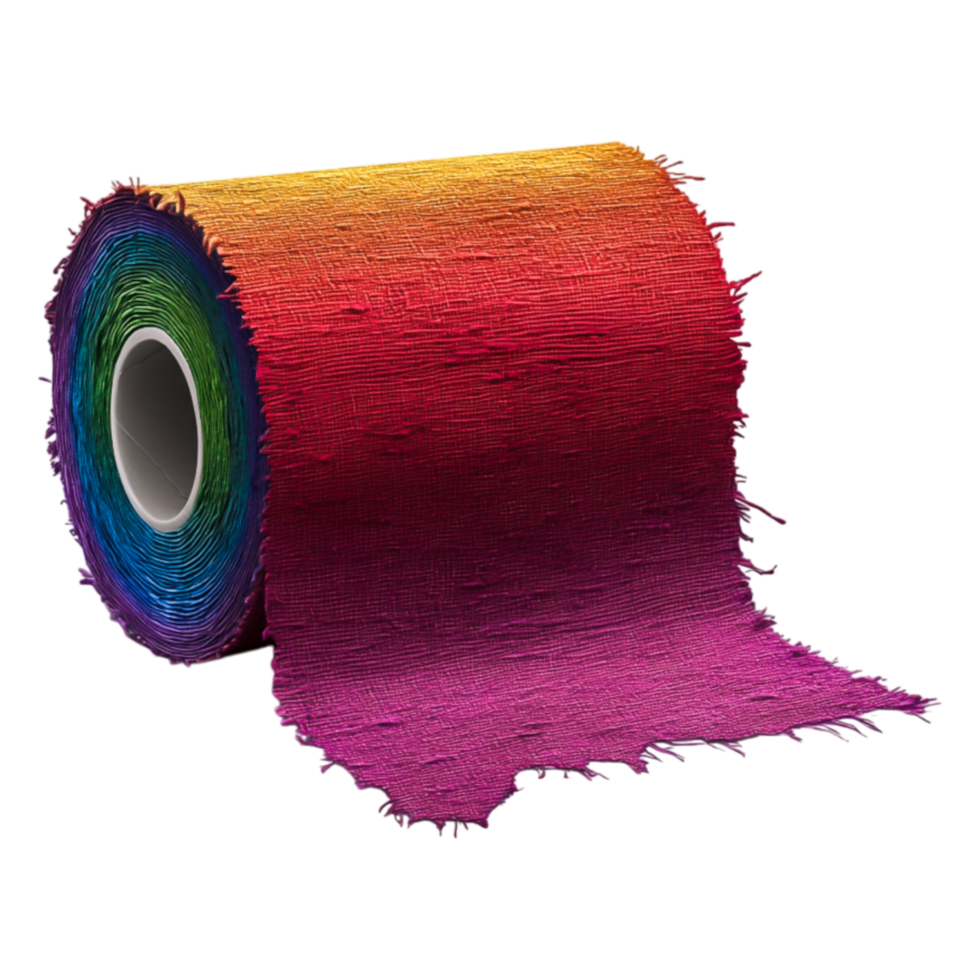 Vibrant Rainbow Tissue Roll with Gradient Colors Unfolding from Core png
