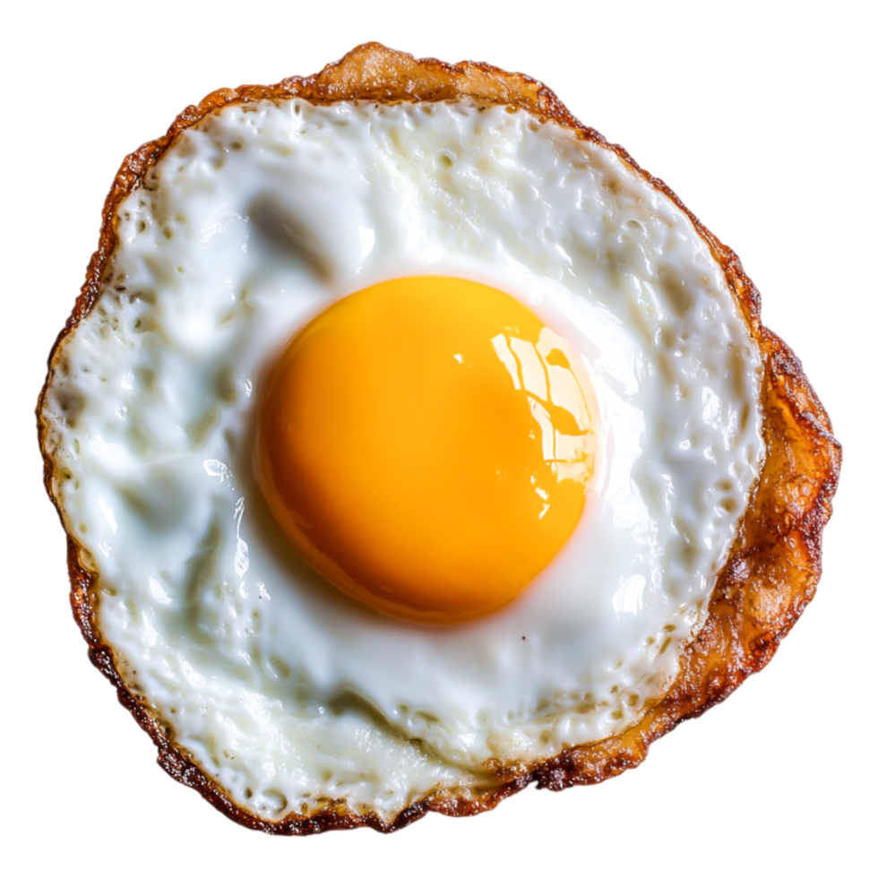 closeup View of a Golden Fried Egg White Plate with Crisp Edges png