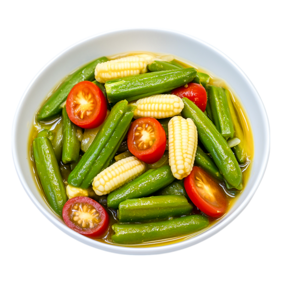 Fresh Vegetable Medley with Green Beans, Tomatoes, and Corn in Bowl png