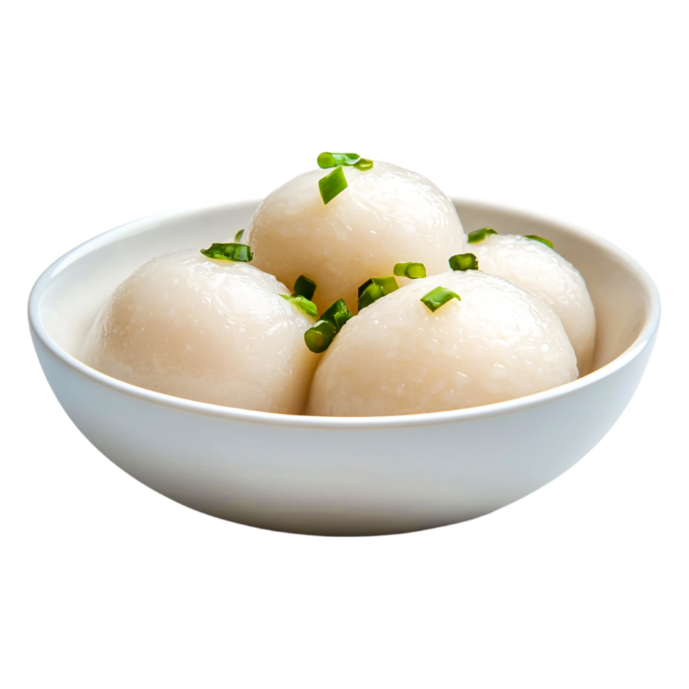 Delicious Soft Rice Balls Topped with Finely Chopped Green Onions png