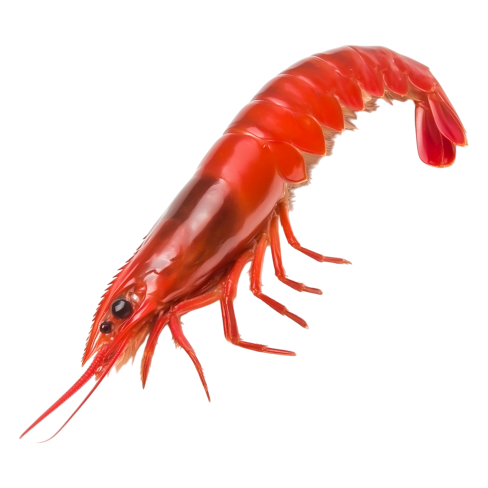 closeup of Bright Red Shrimp with Detailed Textures and Features png