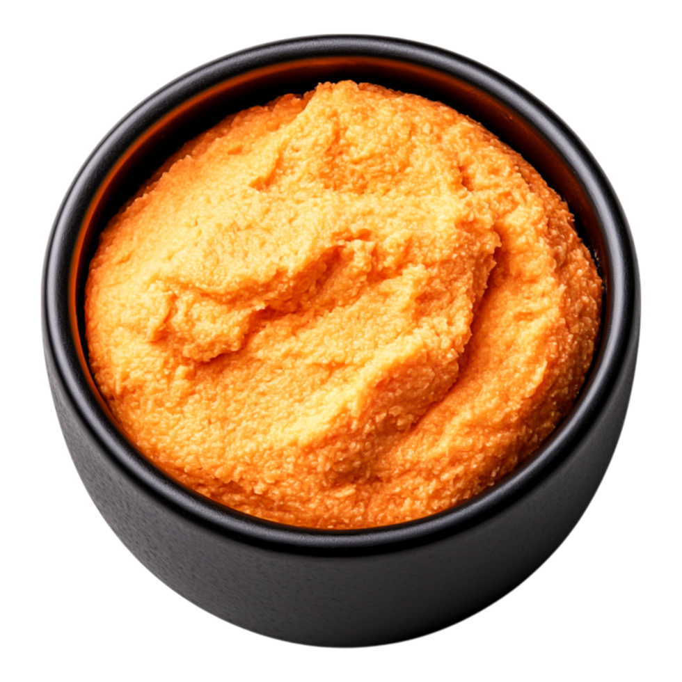 Creamy Orange Spread in Black Bowl on png