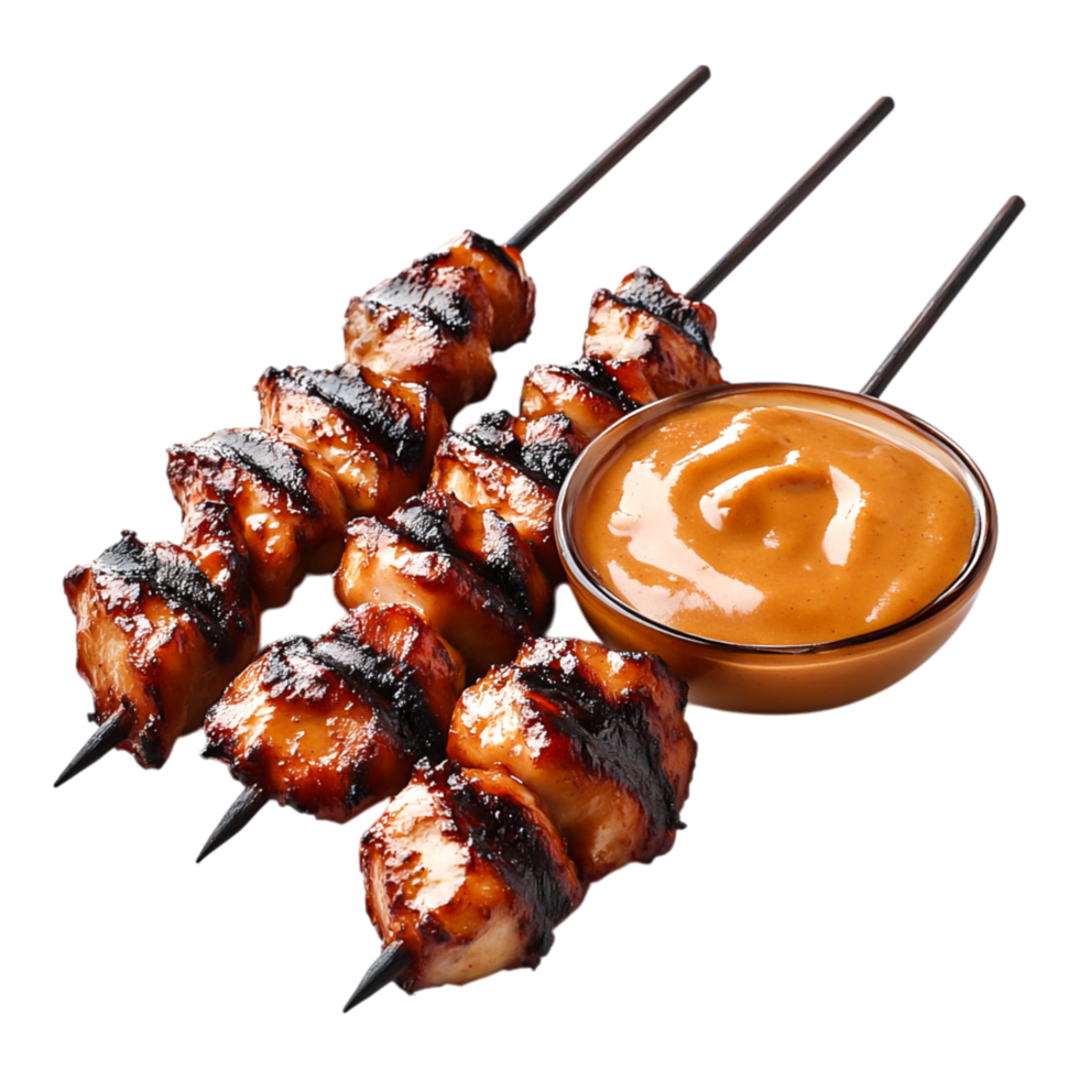 Grilled Chicken Skewers with Spicy Peanut Sauce on png