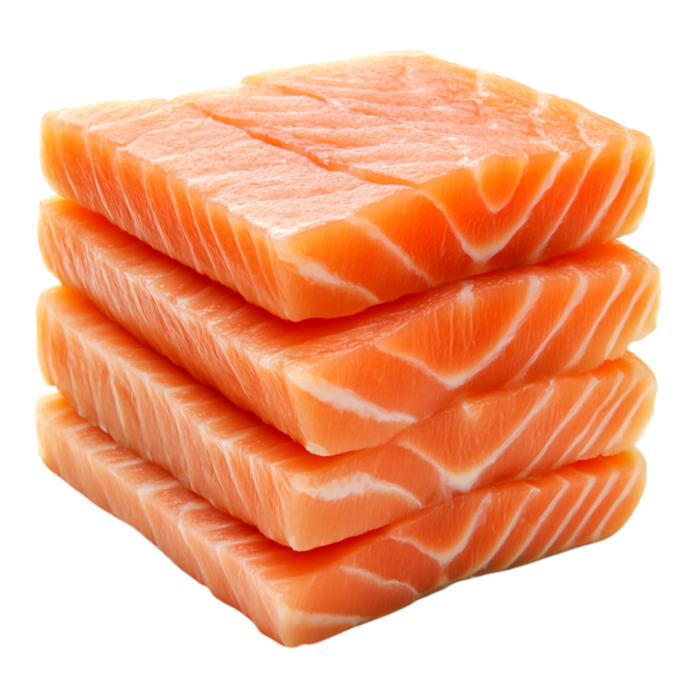 Fresh Raw Salmon Fillets Stacked for Culinary Use or Food Presentation png