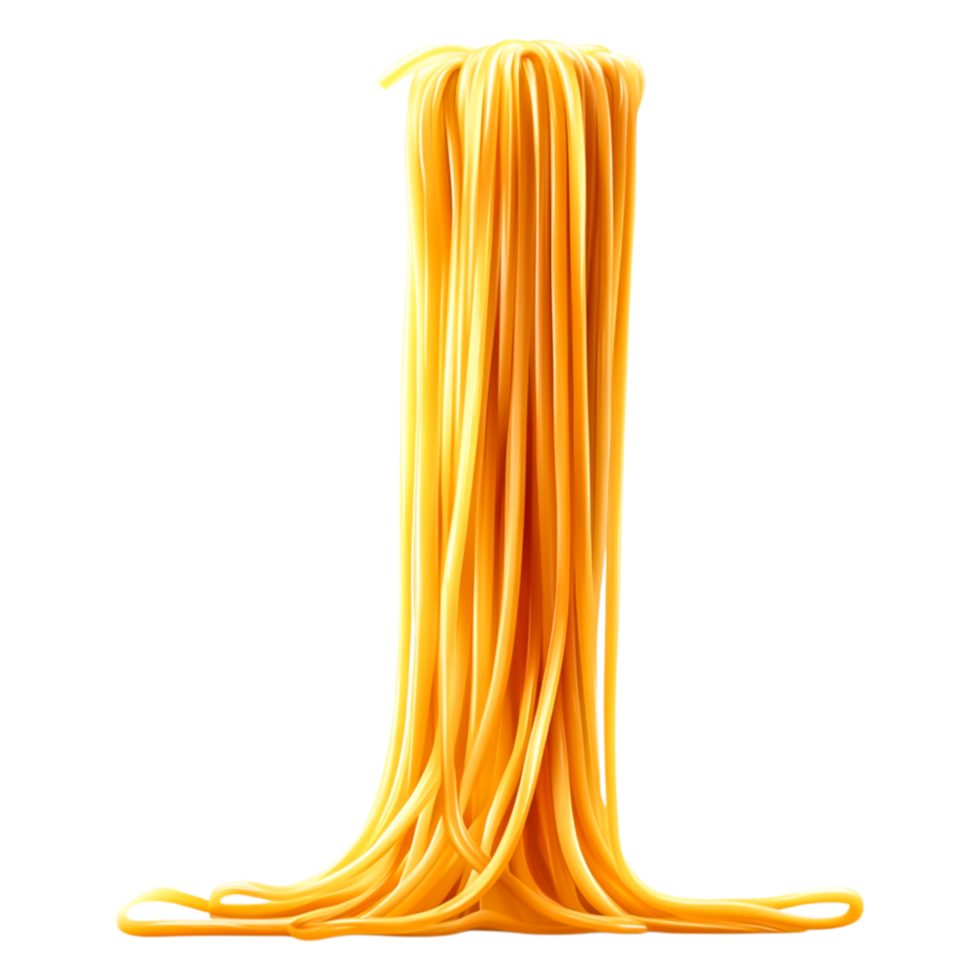 Long strands of fresh yellow pasta elegantly cascading downward png