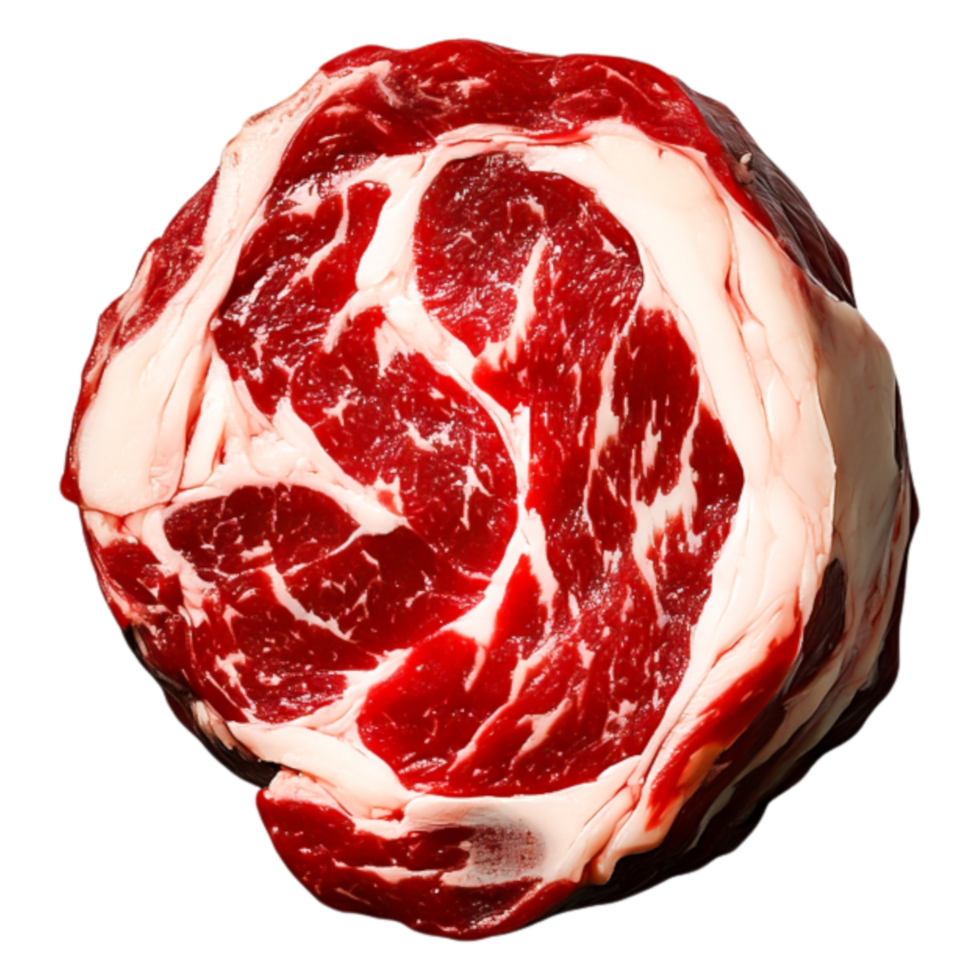 Fresh center cut ribeye steak with marbled texture png
