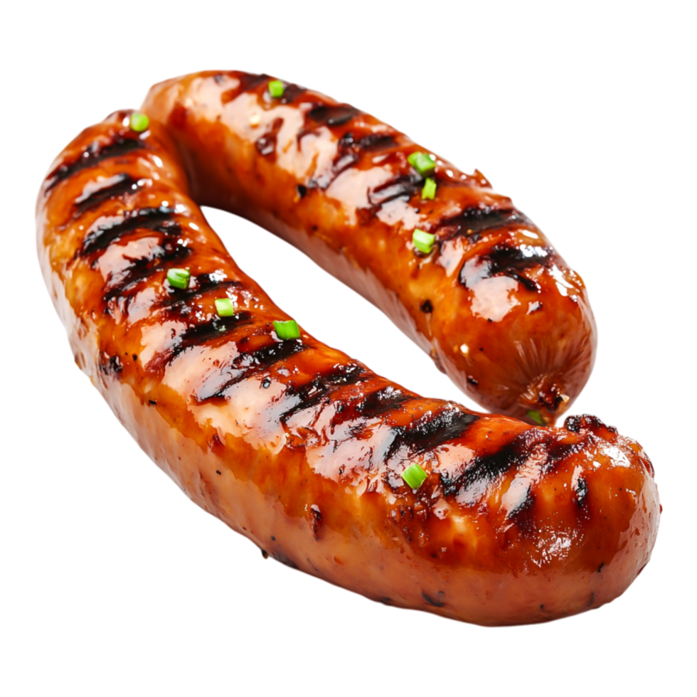 Grilled Sausage on with Glaze and Garnish png