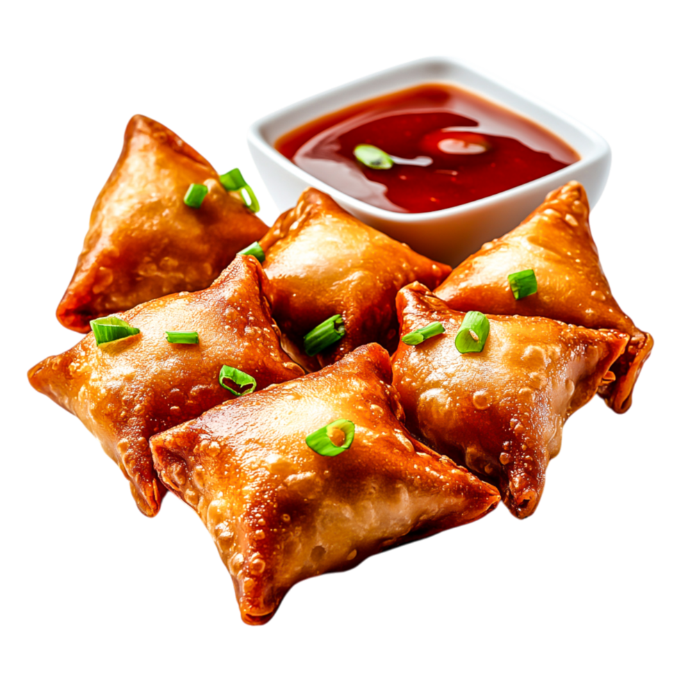 Crispy Golden Snacks with Dipping Sauce on png
