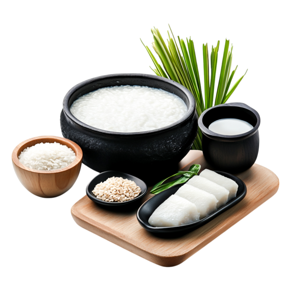 Ingredients for Traditional Rice Dish with Sprouts and Condiments png