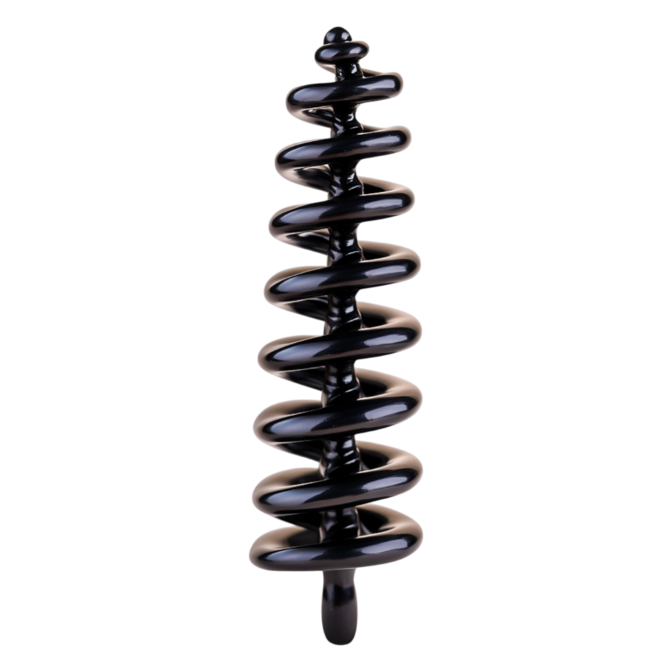 Abstract Spiral Sculpture in Glossy Black Finish on png
