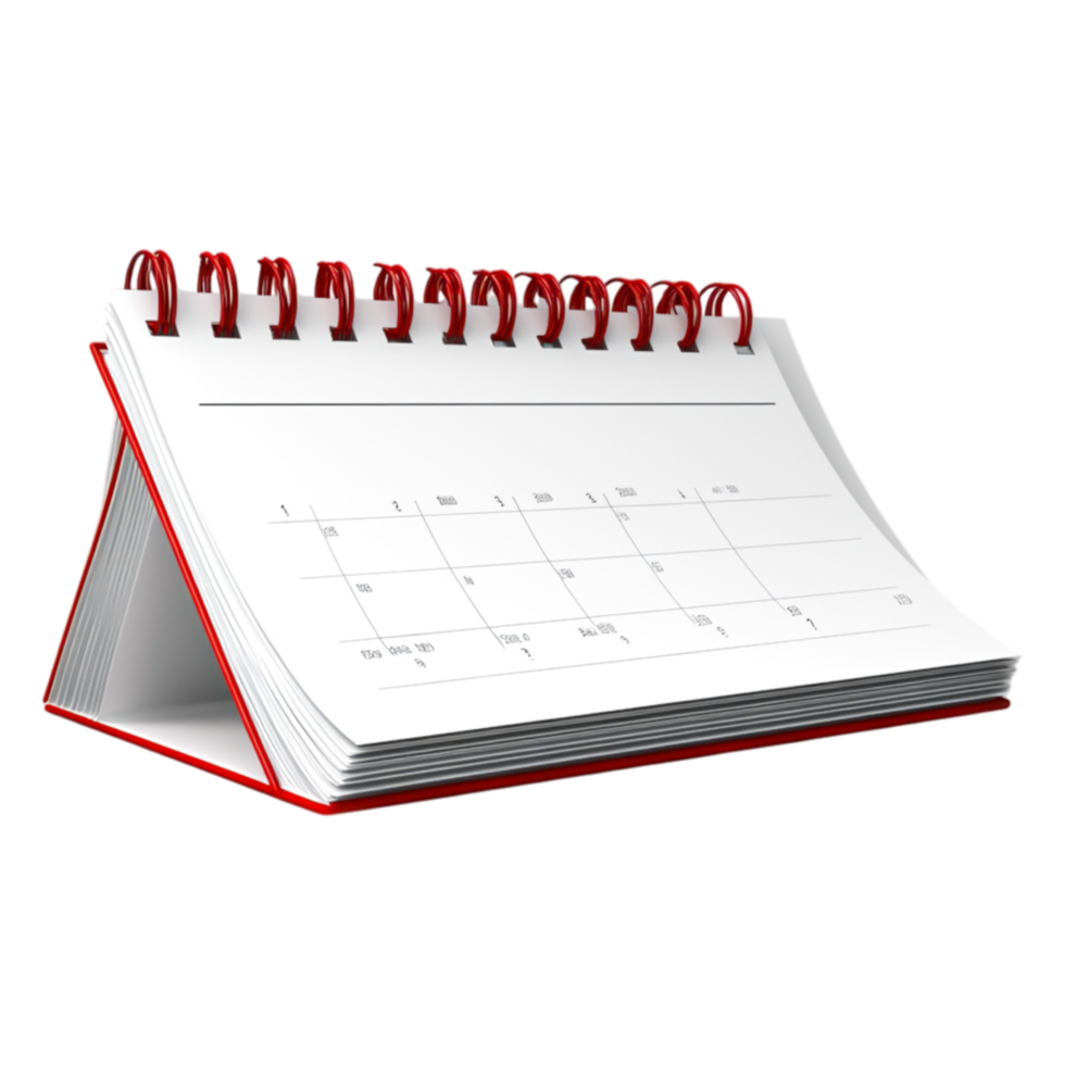 Spiral Calendar Stand with Blank Pages Ready for Planning and Scheduling png