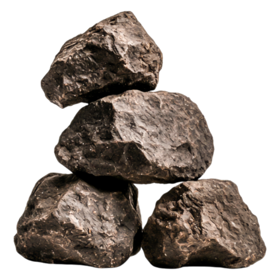 Pile of rugged black rocks for natural texture png