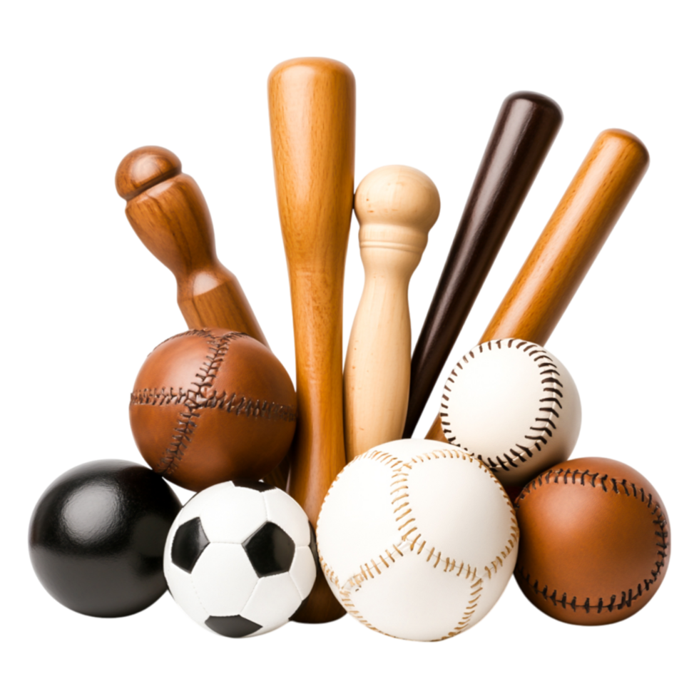 Group of Various Sporting Equipment and Balls for Active Lifestyle png