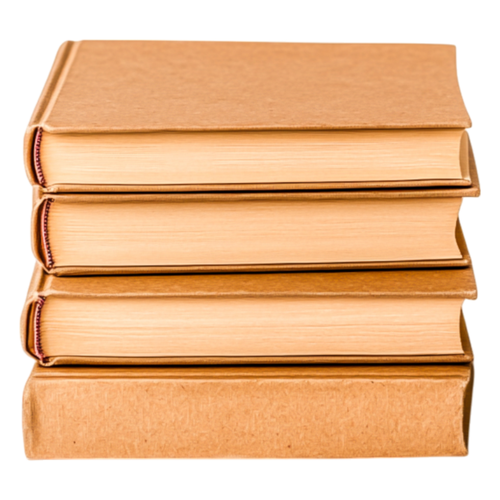 Stacked Brown Hardcover Books with Plain Covers on png