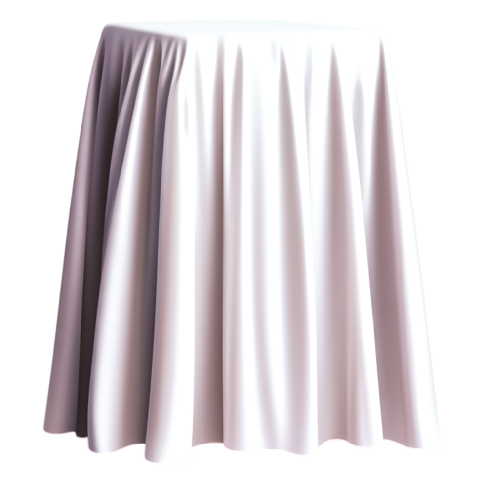 White Tablecloth Draped Over a Round Table, Perfect for Events and Dinners png