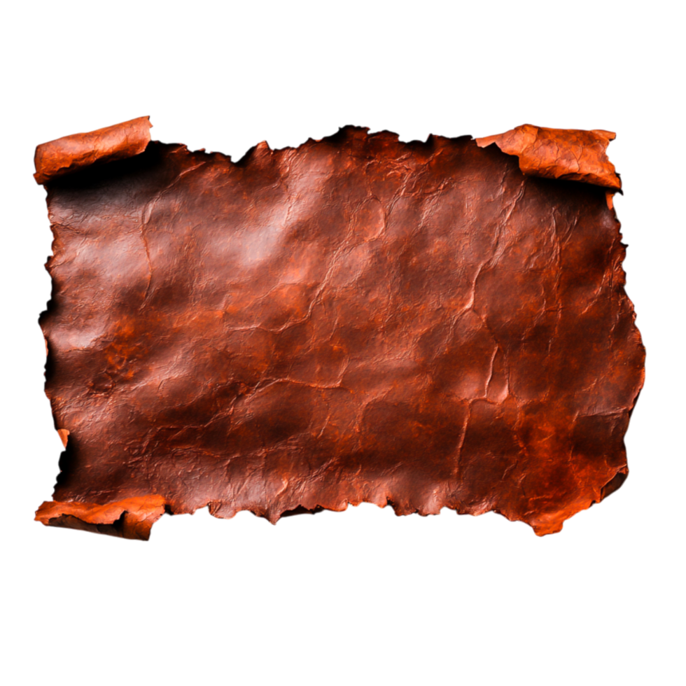 Aged Brown Leather Texture with Frayed Edges and Unique Surface Patterns png