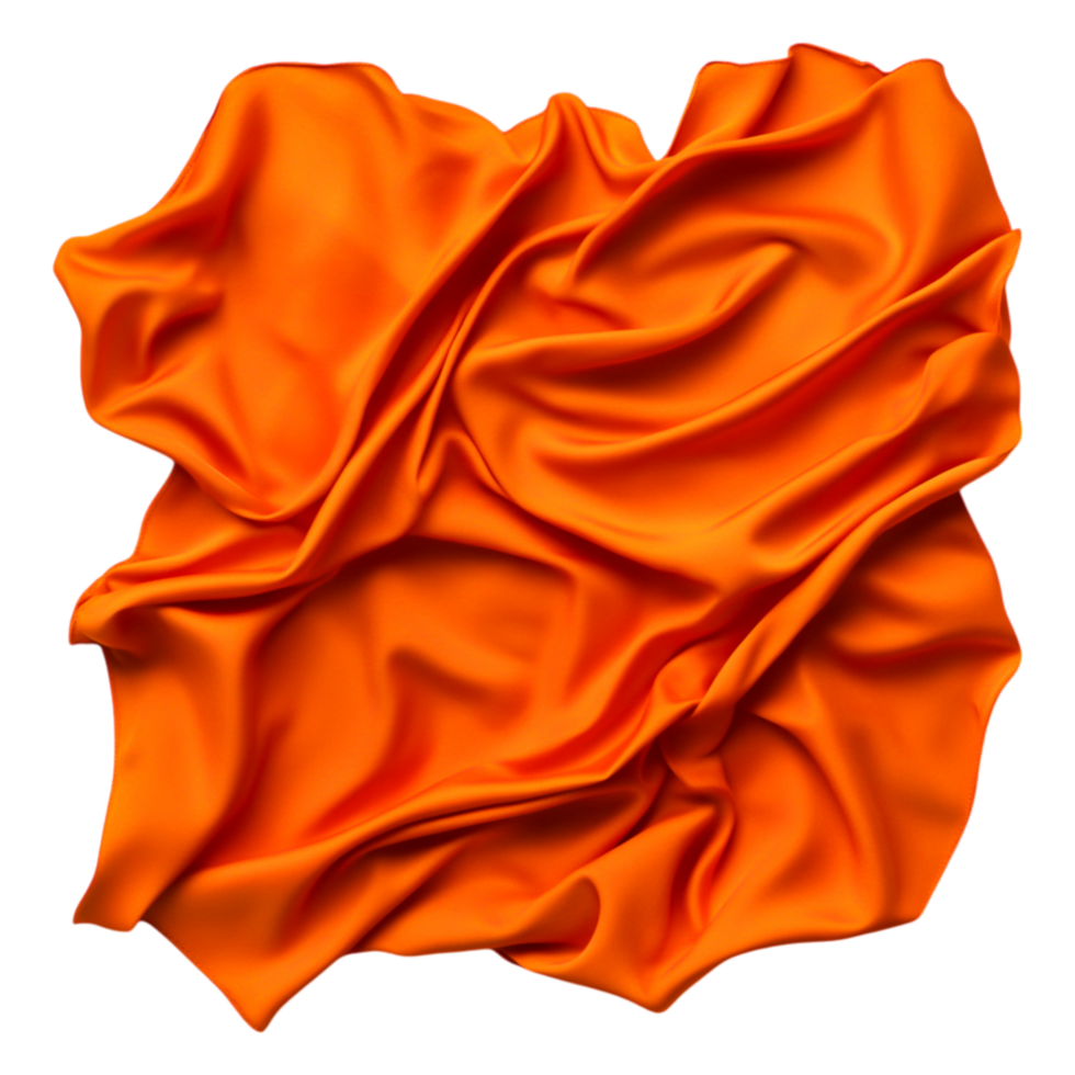 Vibrant Orange Fabric closeup with Smooth, Flowing Texture and Shadows png
