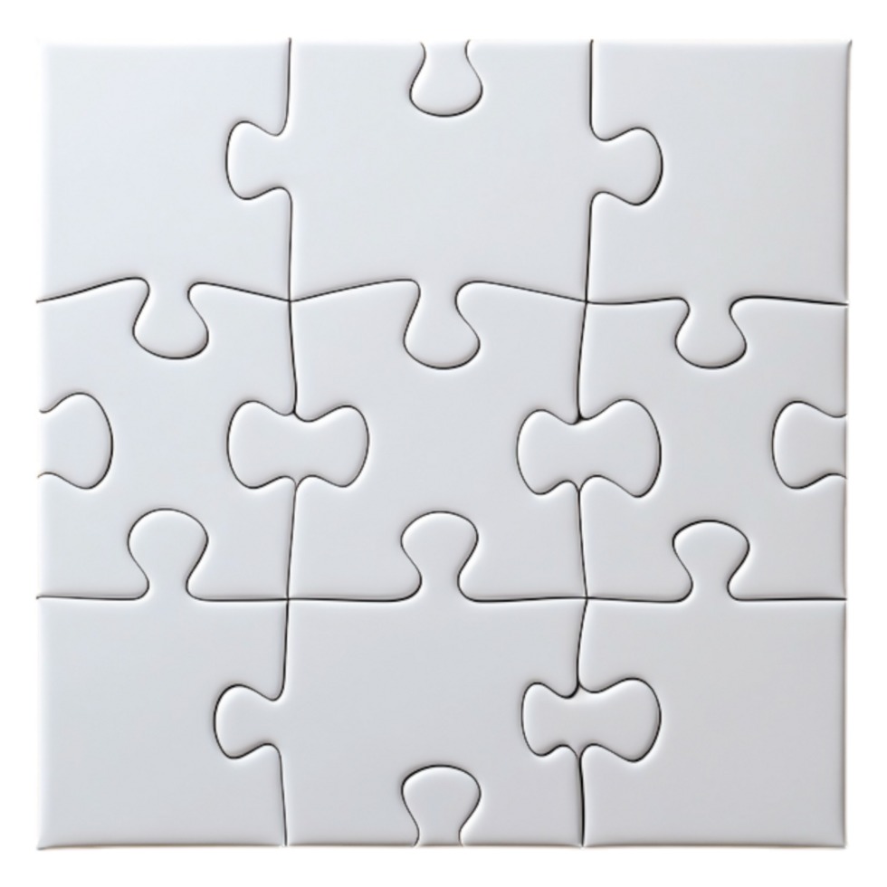 White Blank Puzzle Pieces on Flat Surface for Creative Projects and Design png