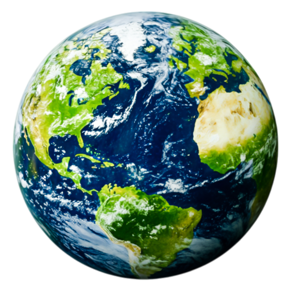 Detailed Earth Globe Image Capturing Vibrant Land and Water Features png
