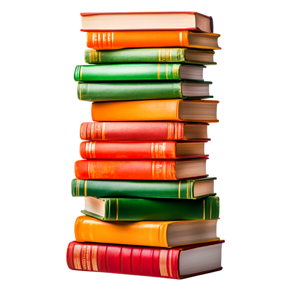 Colorful Stack of Vintage Books on for Design Projects png